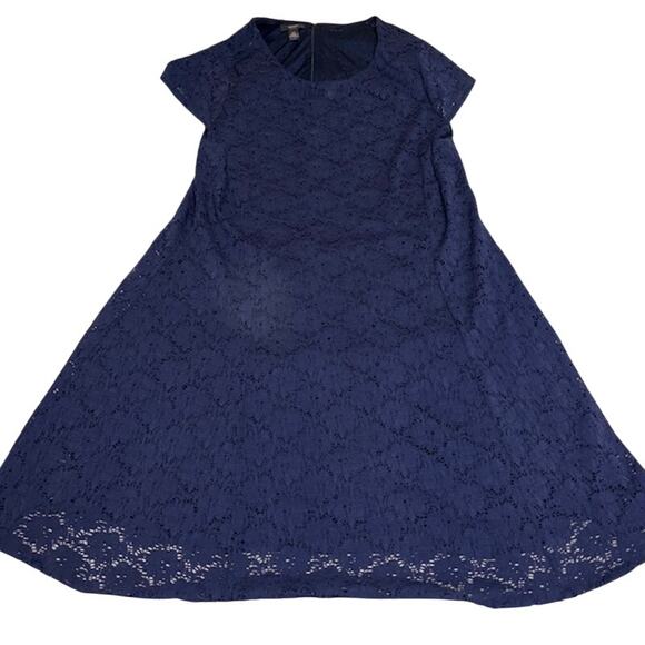 Alfani  Lace Fit Flare Dress, Navy Nautical Cap Sleeve Sz 22W - Picture 5 of 8
